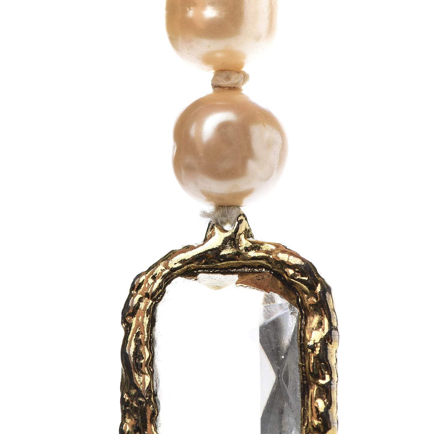 Pearl Swarovski Crystal Chicklet Sautoir Necklace Gold