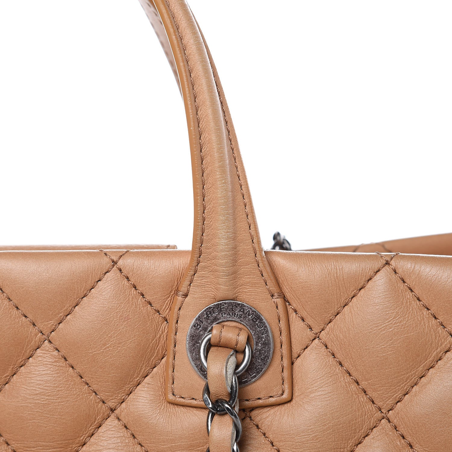 Chanel Calfskin Quilted Large Easy Shopping Tote Dark Beige 15 of 23