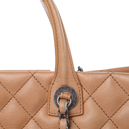 Chanel Calfskin Quilted Large Easy Shopping Tote Dark Beige 15 of 23