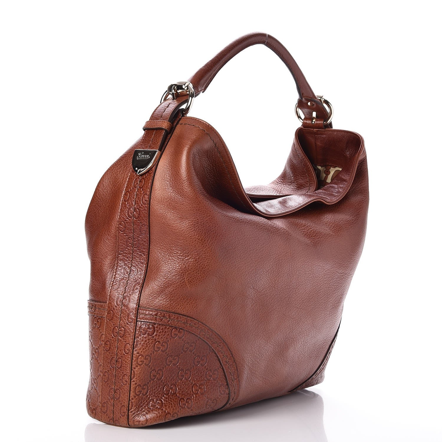 Gucci Calfskin Guccissima Trim Large Signoria Hobo Brown 3 of 7