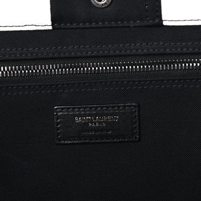 Saint Laurent Canvas Noe Striped Tote Black White 6 of 9