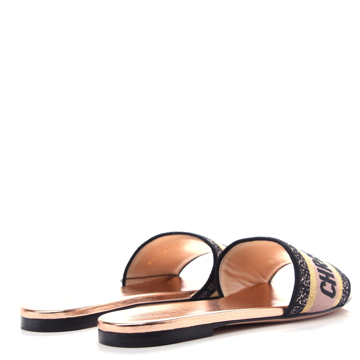 Christian Dior Canvas Metallic Embroidered Dway Mules Slide Sandals 37.5 Multicolor 4 of 11