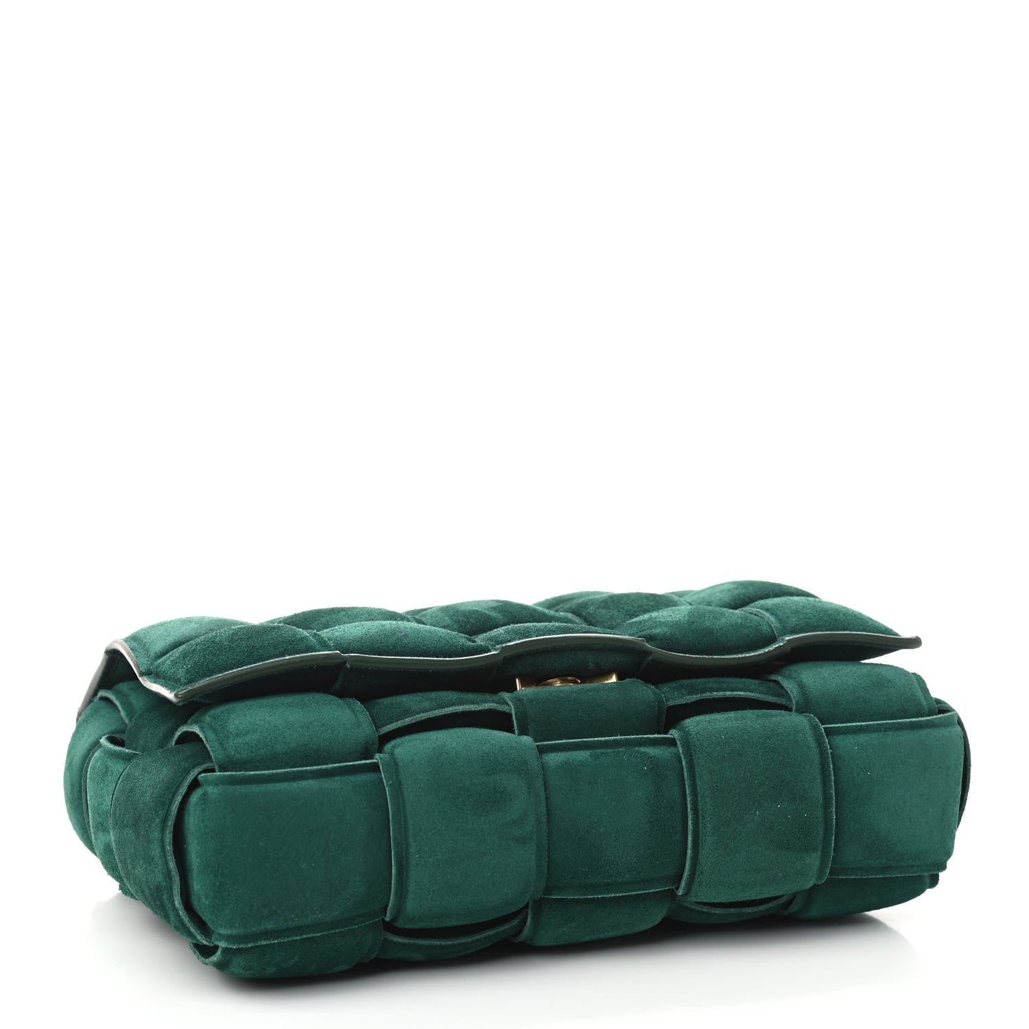 Bottega Veneta Suede Maxi Intrecciato Padded Chain Cassette Crossbody Bag Emerald Green 3 of 8