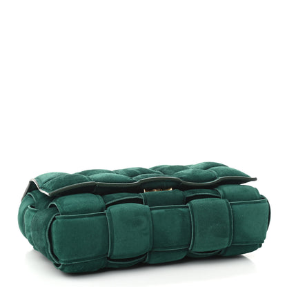 Bottega Veneta Suede Maxi Intrecciato Padded Chain Cassette Crossbody Bag Emerald Green 3 of 8