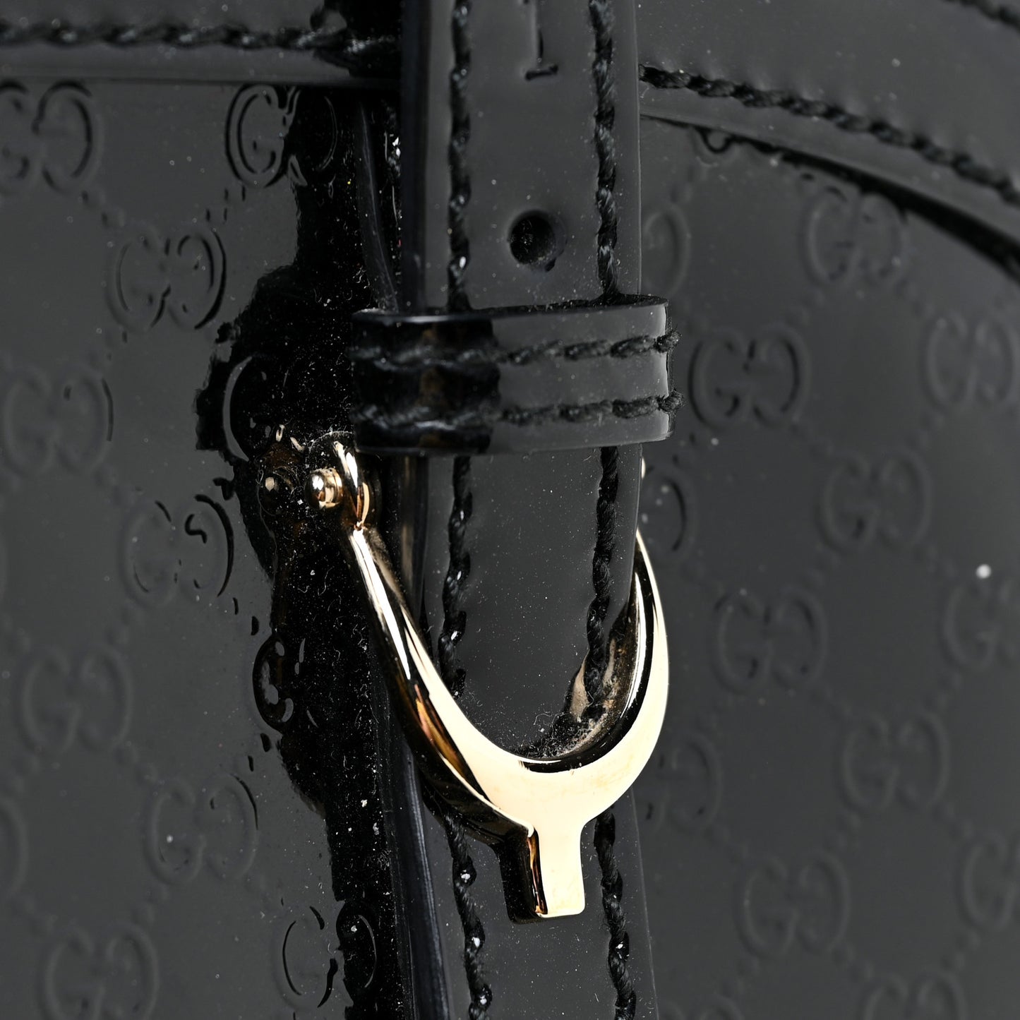 Patent Microguccissima Small Nice Top Handle Dome Bag Black