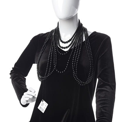 Chanel Ruthenium Beaded Pearl CC Long Multi Strand Necklace Black 2 of 5