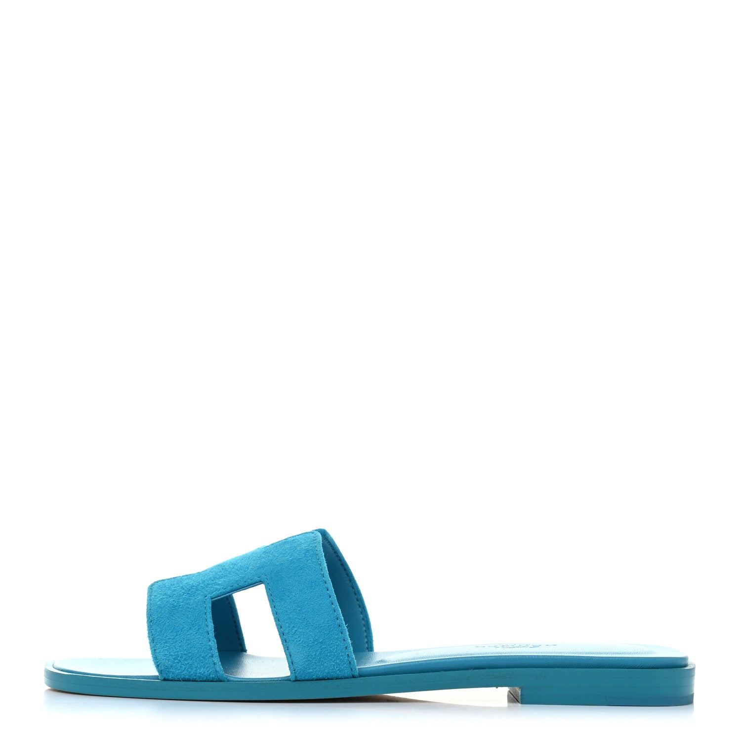 Hermes Suede Goatskin Oran Sandals 35.5 Bleu Thalassa 1 of 9