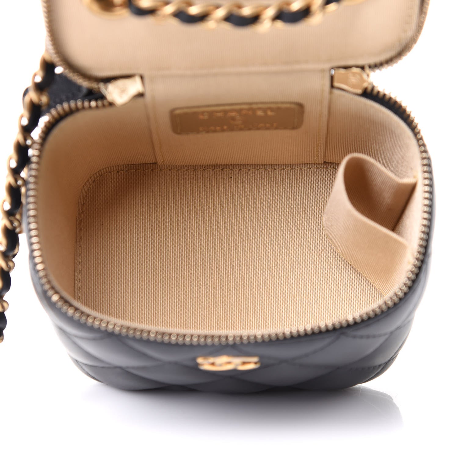 Chanel Lambskin Quilted Mini Pearl Crush Vanity Case With Chain Black 7 of 17