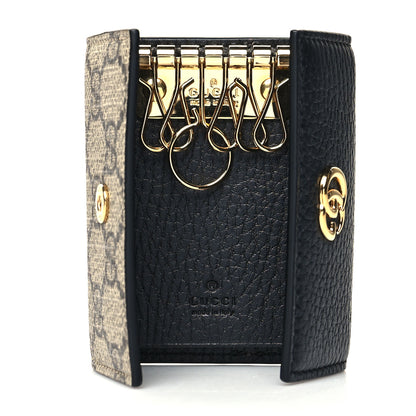 Gucci Dollar Calfskin GG Supreme Monogram GG Marmont 6 Key Holder Case Black Beige Ebony 5 of 7