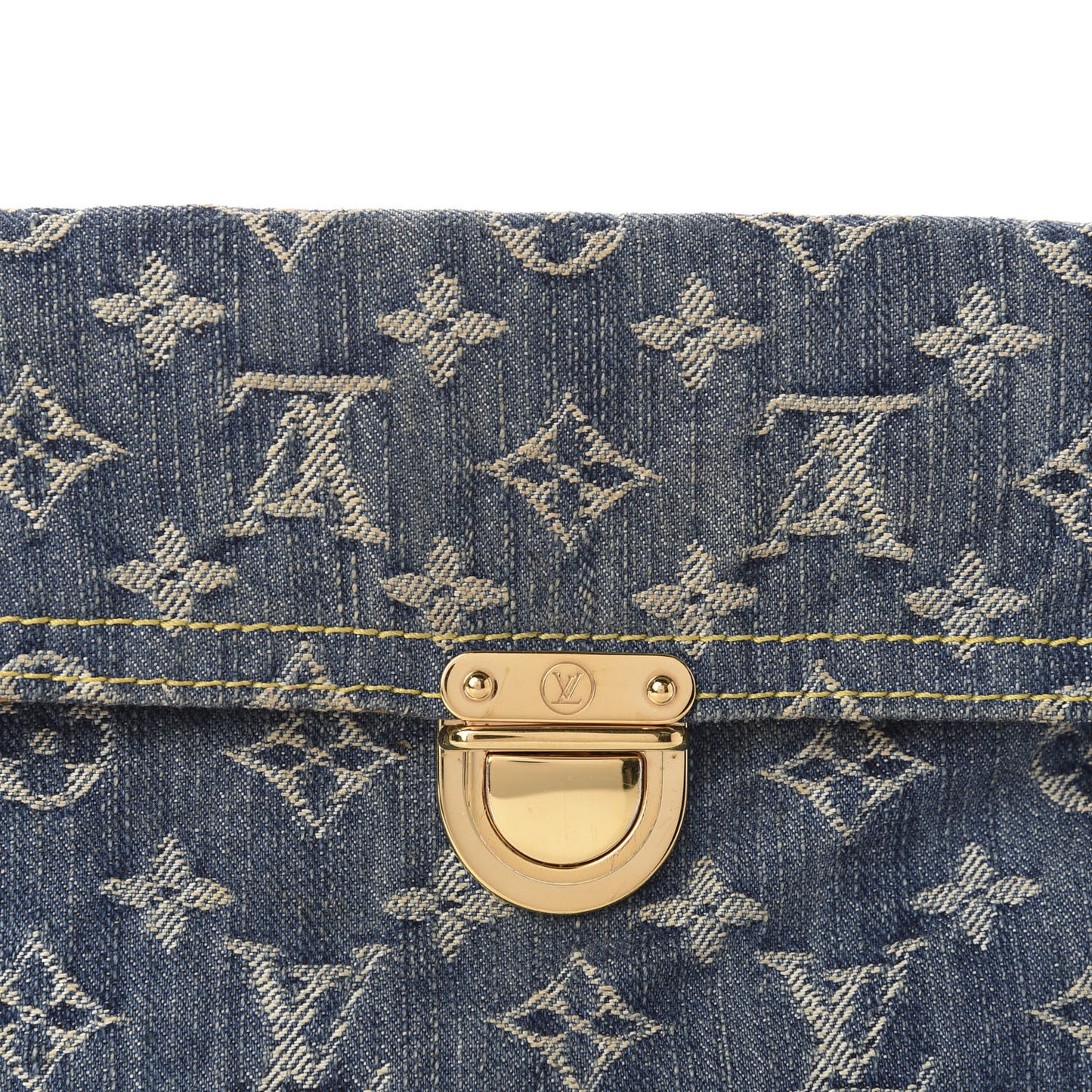 Monogram Denim Pochette Plat Clutch Blue