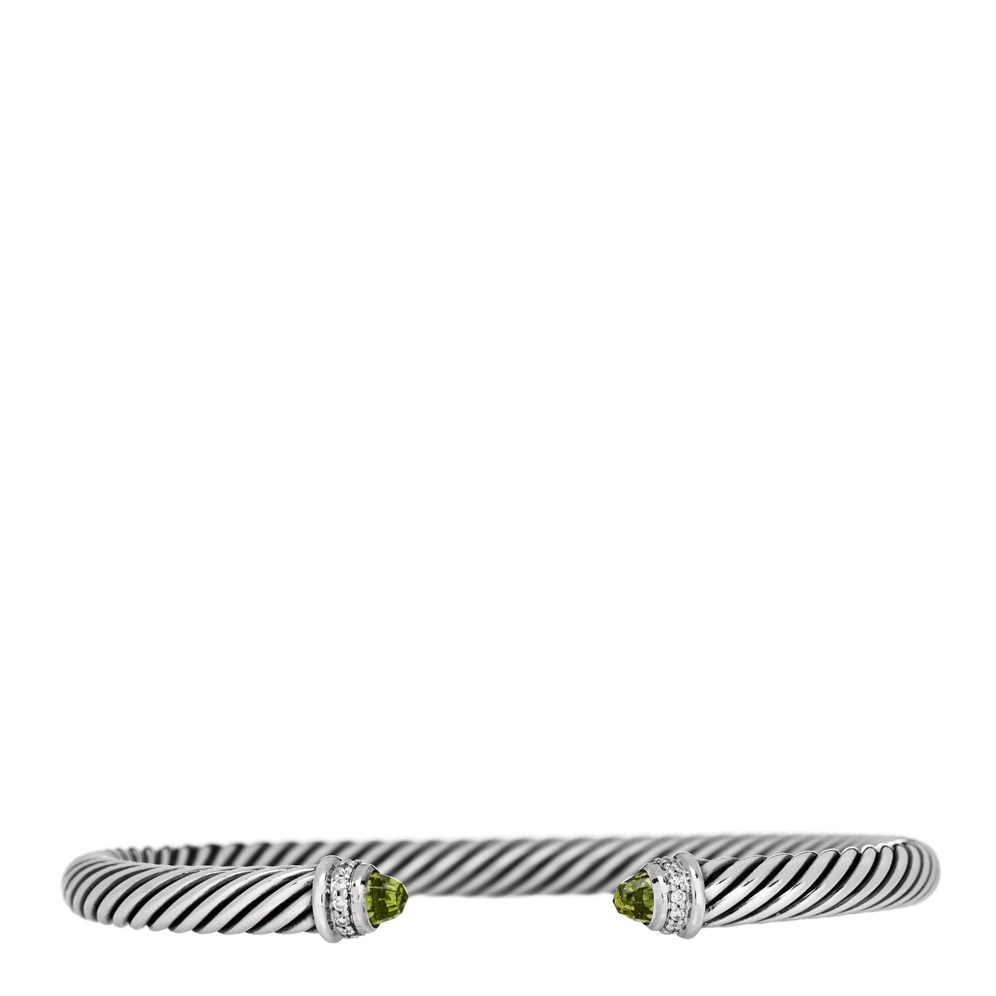 Sterling Silver Diamond Peridot 5mm Cable Classics Bracelet