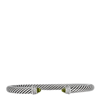 David Yurman Sterling Silver Diamond Peridot 5mm Cable Classics Bracelet 1 of 4
