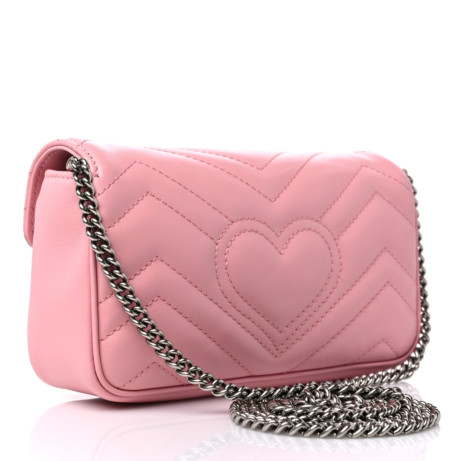 Gucci Calfskin Matelasse Super Mini GG Marmont Shoulder Bag Wild Rose 3 of 10