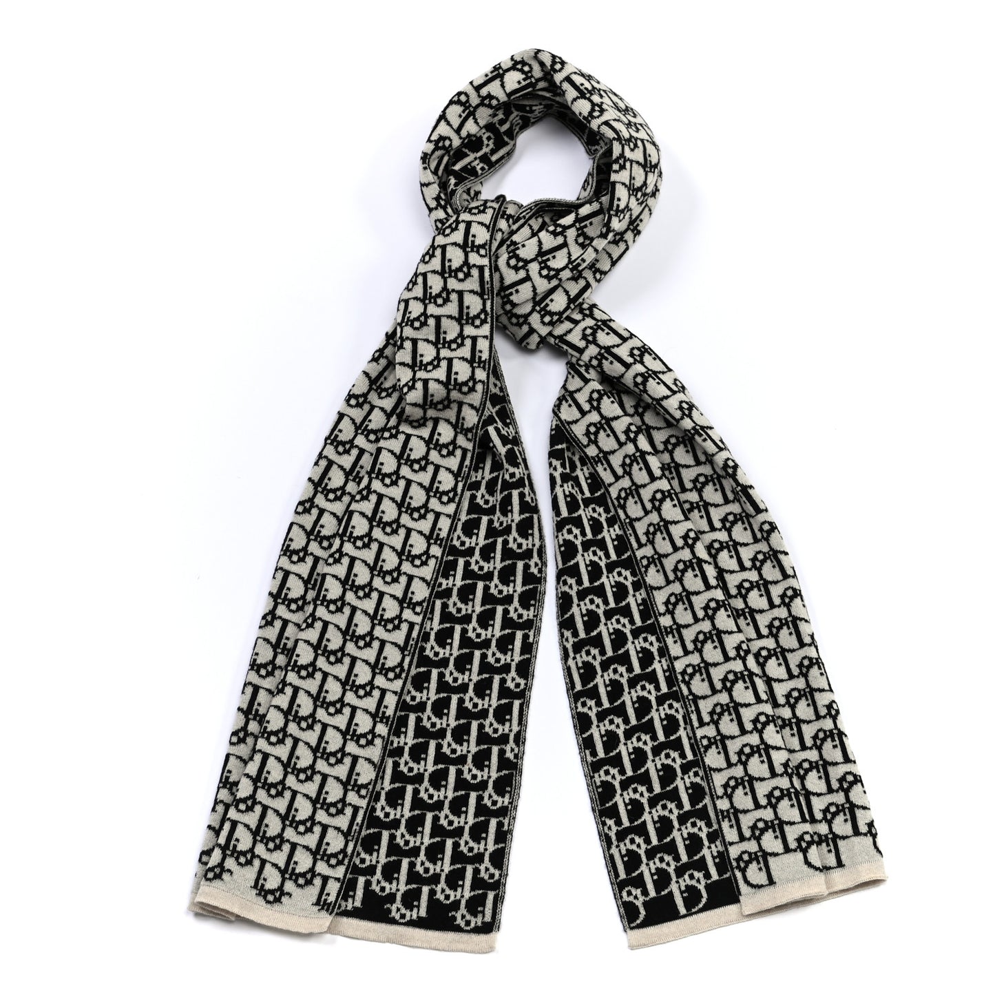 Wool Diorissimo Scarf Black White