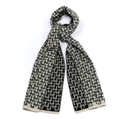 Christian Dior Wool Diorissimo Scarf Black White 1 of 4