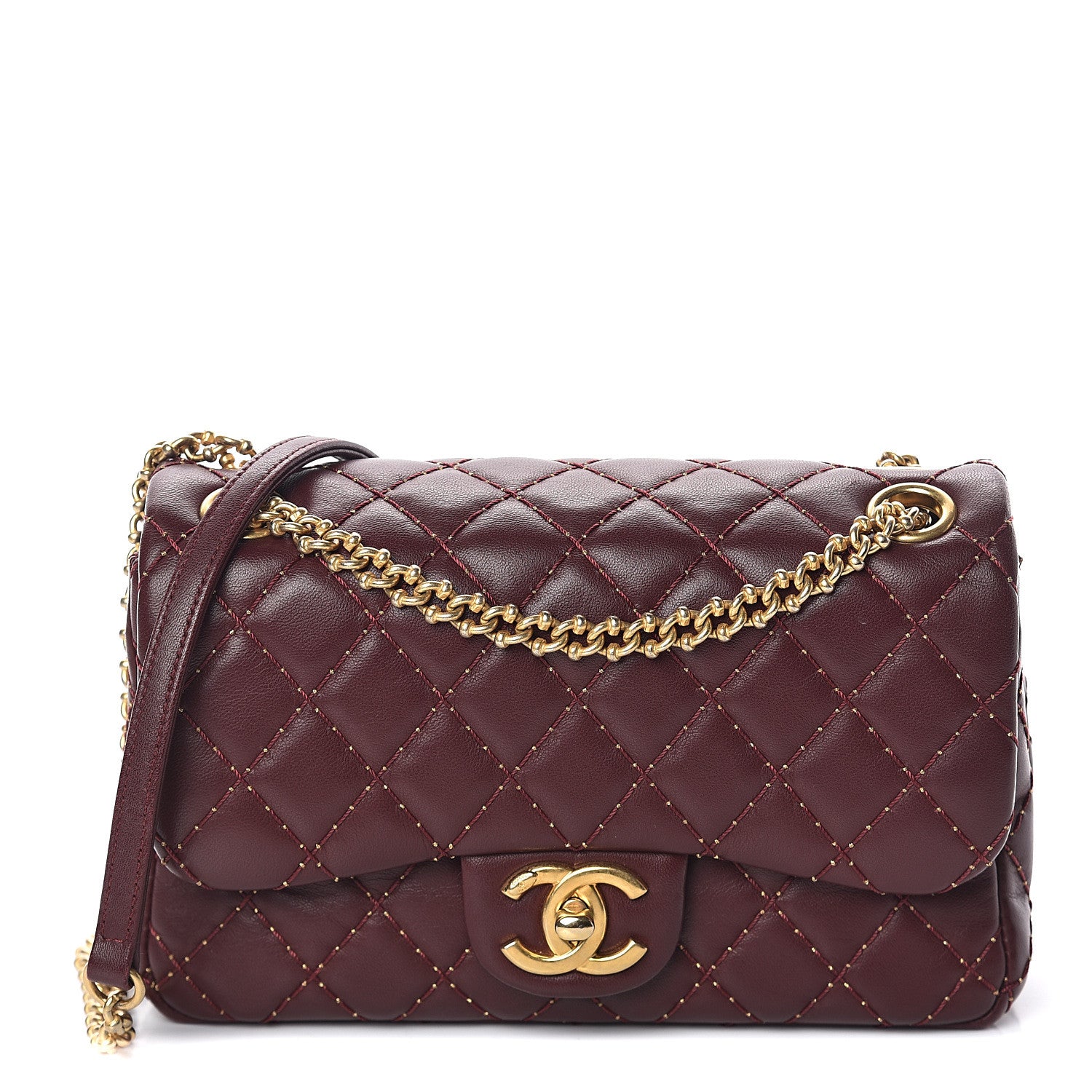 Chanel Lambskin Quilted Mini Studded Flap Burgundy 1 of 8