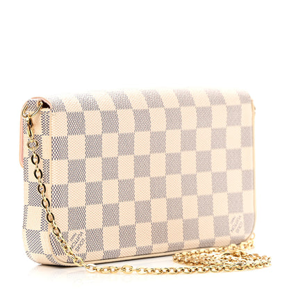 Louis Vuitton Damier Azur Pochette Felicie Chain Wallet Rose Ballerine 4 of 15