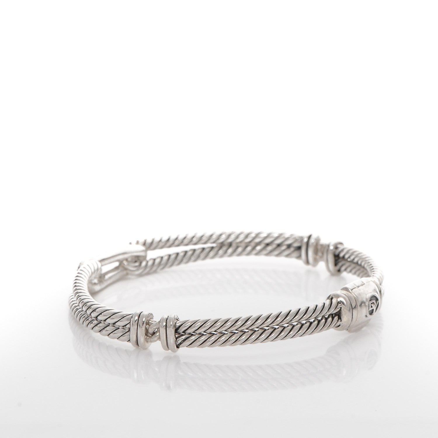 David Yurman Sterling Silver Diamond 7mm Mini Loop Labyrinth Bracelet 3 of 5