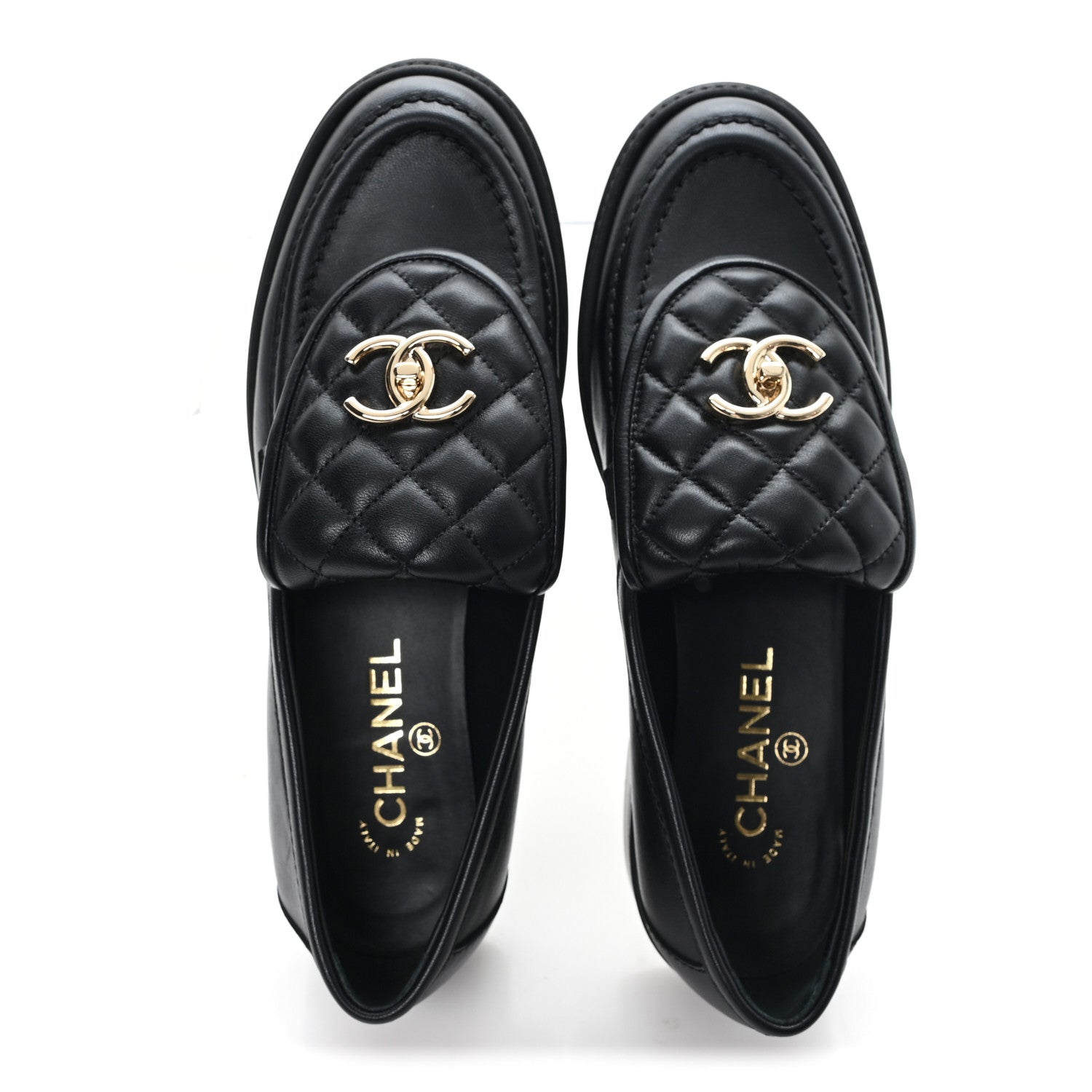 Chanel Lambskin Quilted CC Turnlock Loafers 39 Black 2 of 11