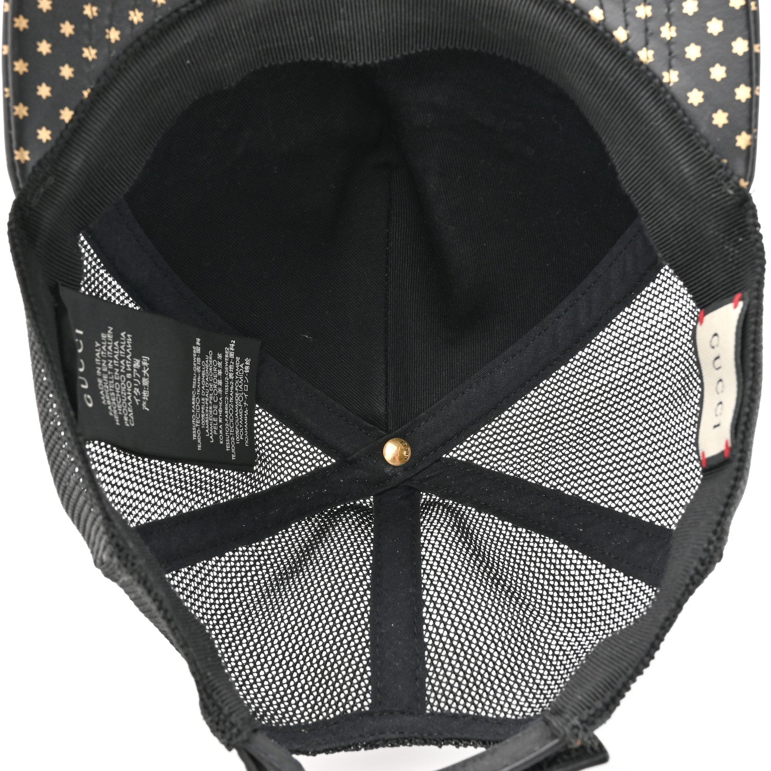 Gucci X SEGA Calfskin GUCCY Stars Baseball Hat M Black Gold 7 of 9
