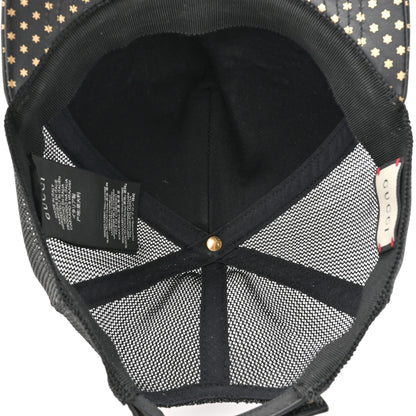 Gucci X SEGA Calfskin GUCCY Stars Baseball Hat M Black Gold 7 of 9