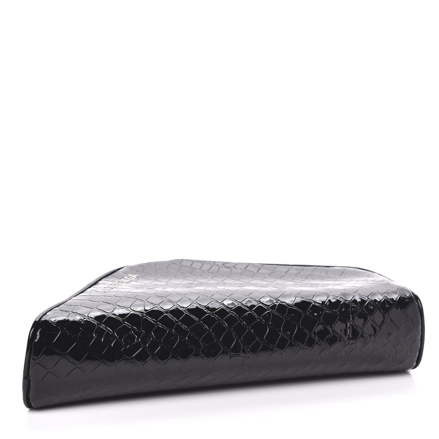 Calfskin Crocodile Embossed Clutch Black
