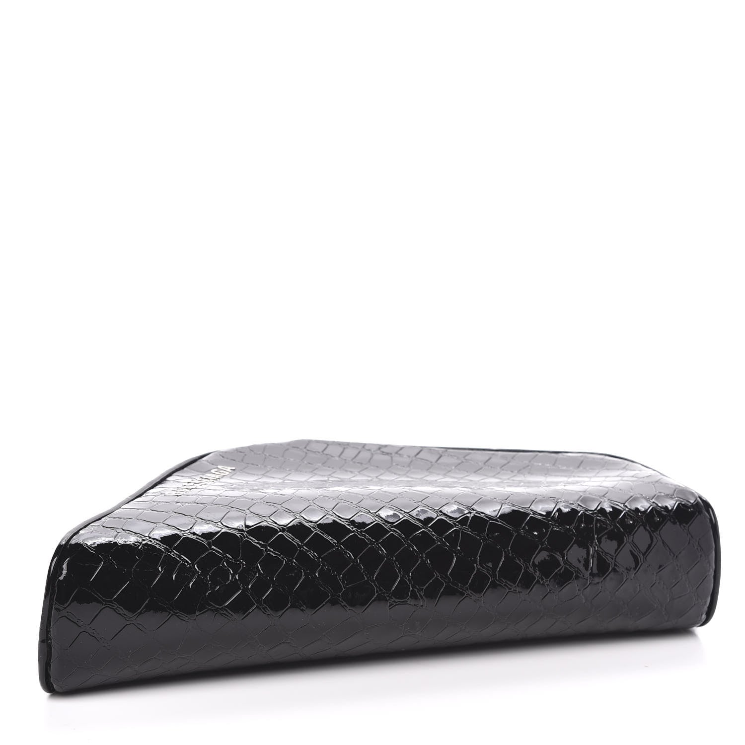 Balenciaga Calfskin Crocodile Embossed Clutch Black 4 of 7