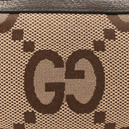 Gucci Monogram Jumbo GG Textured Dollar Calfskin Web Mini Ophidia Half Moon Hobo Camel Ebony New Acero 8 of 11
