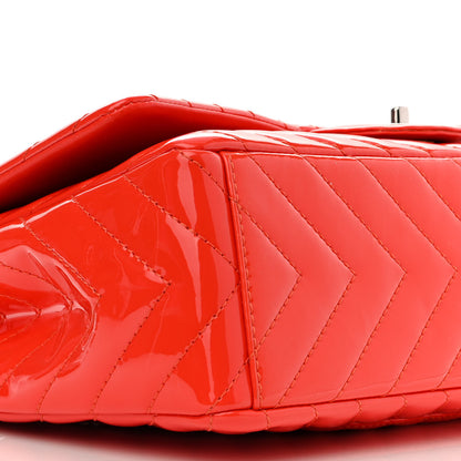 Chanel Patent Chevron Quilted Maxi Single Flap Red 9 of 14
