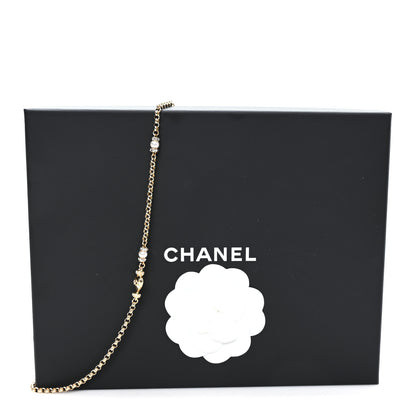Chanel Crystal Pearl Heart CC Long Necklace Gold 6 of 6