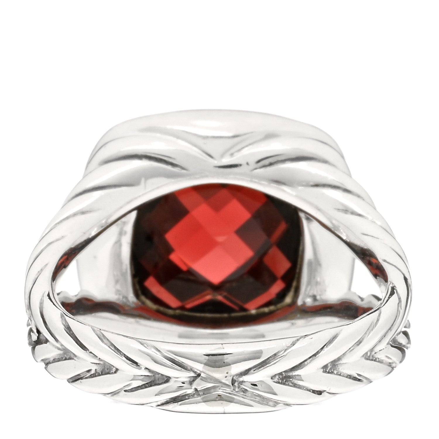 David Yurman Sterling Silver 18K Yellow Gold Diamond Garnet 11mm Albion Ring 54 6.75 3 of 4