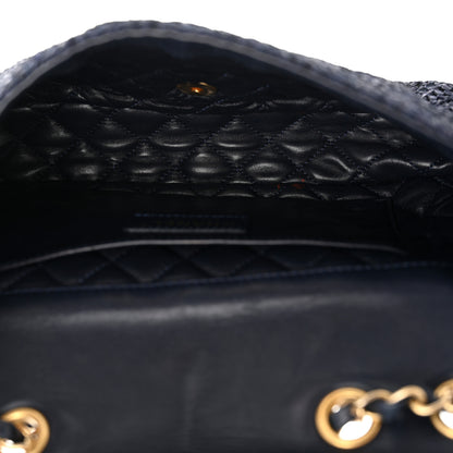 Chanel Raffia Crochet Medium Single Flap Bag Blue 5 of 14