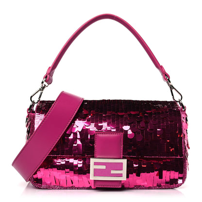 Fendi Sequin Paillettes Shiny Nappa Sex and the City Baguette Ciclamino Pilar 1 of 10