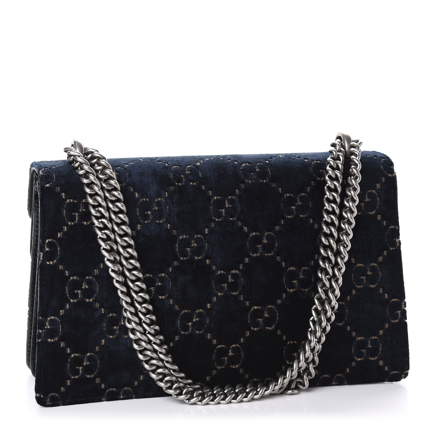 Gucci Velvet Skipper GG Monogram Small Dionysus Shoulder Bag Blue Beige Black 3 of 10