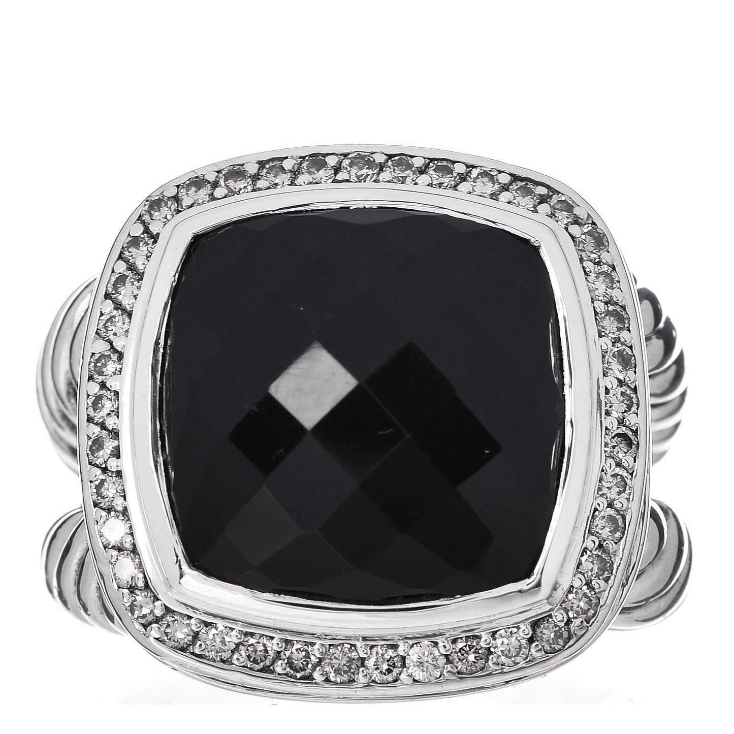 Sterling Silver Diamond Black Onyx 14mm Albion Ring 54 7