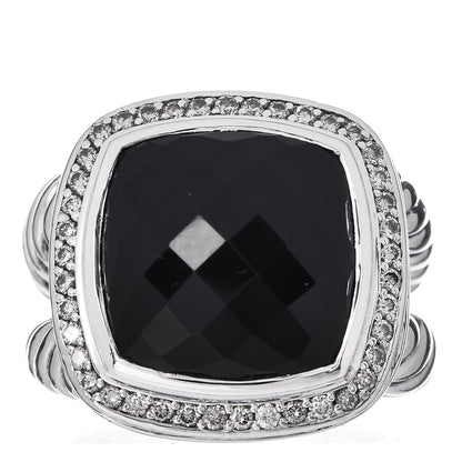 David Yurman Sterling Silver Diamond Black Onyx 14mm Albion Ring 54 7 1 of 5