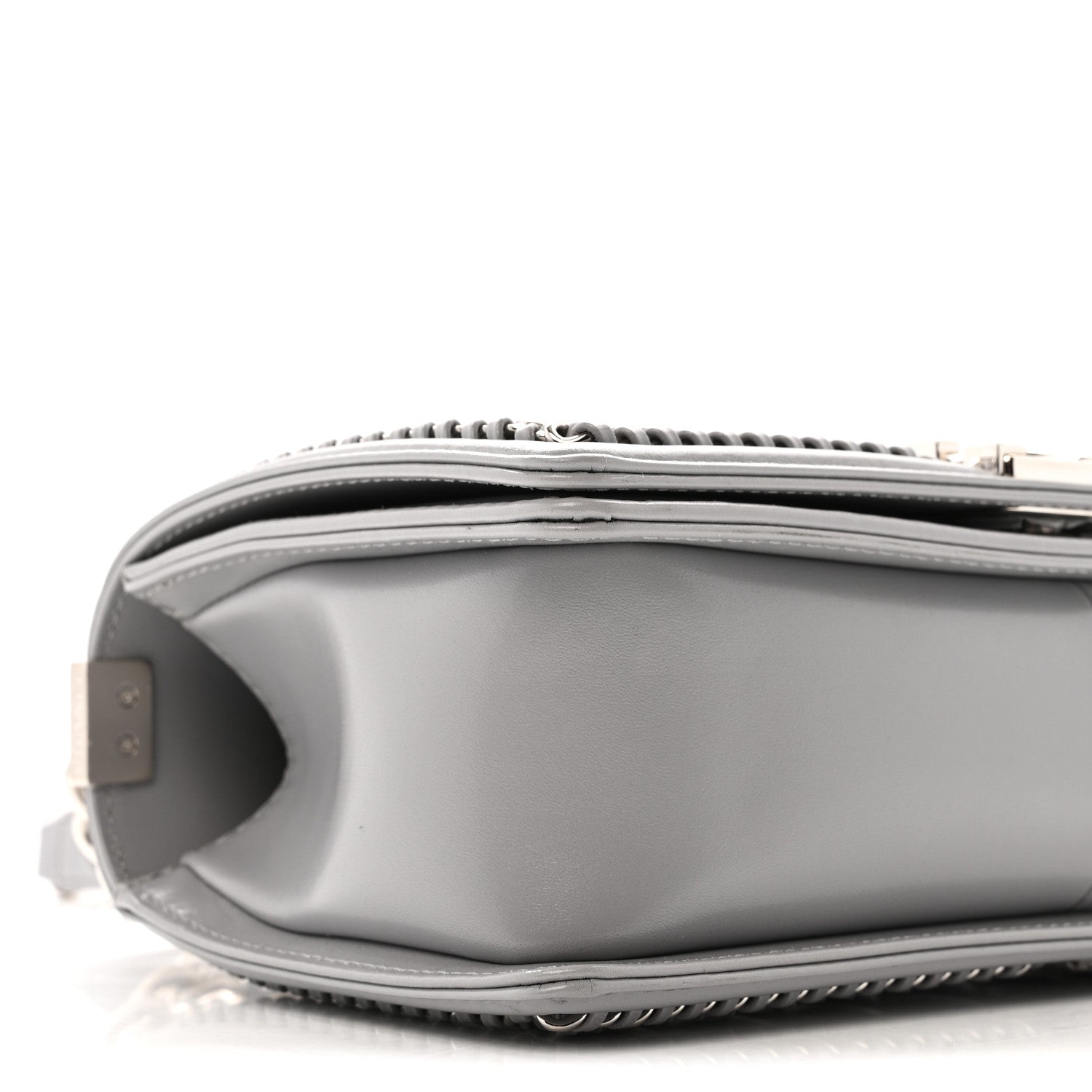 Chanel Iridescent Lambskin Quilted Medium Chain Around Boy Flap Light Grey 9 of 12