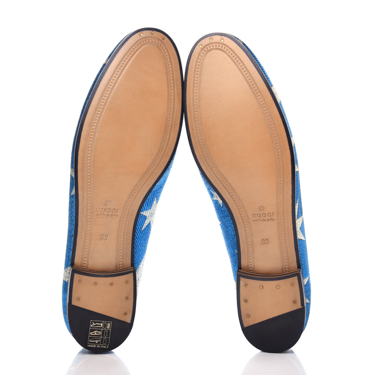 Gucci Lurex Calfskin Starry Sky Womens Jordaan Loafers 39 Bluette Silver 6 of 11