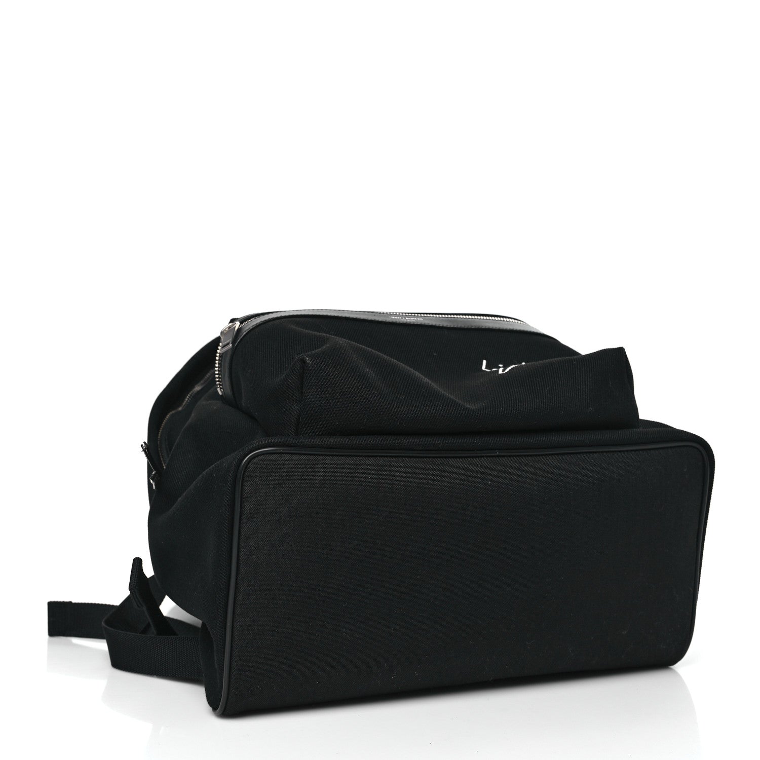 Saint Laurent Canvas Signature Embroidered City Backpack Black 3 of 8