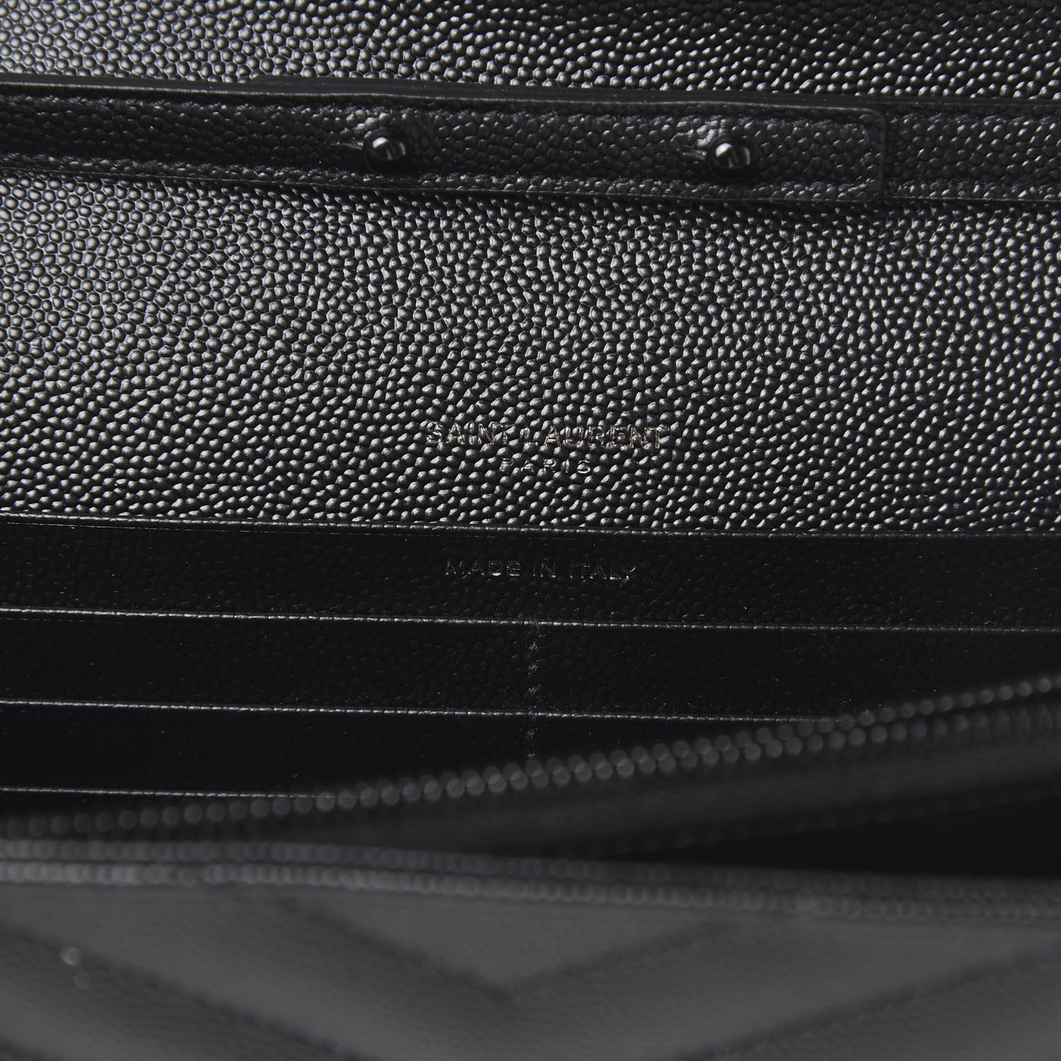 Saint Laurent Grain De Poudre Matelasse Chevron Monogram Chain Wallet Black 5 of 9