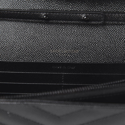 Saint Laurent Grain De Poudre Matelasse Chevron Monogram Chain Wallet Black 5 of 9