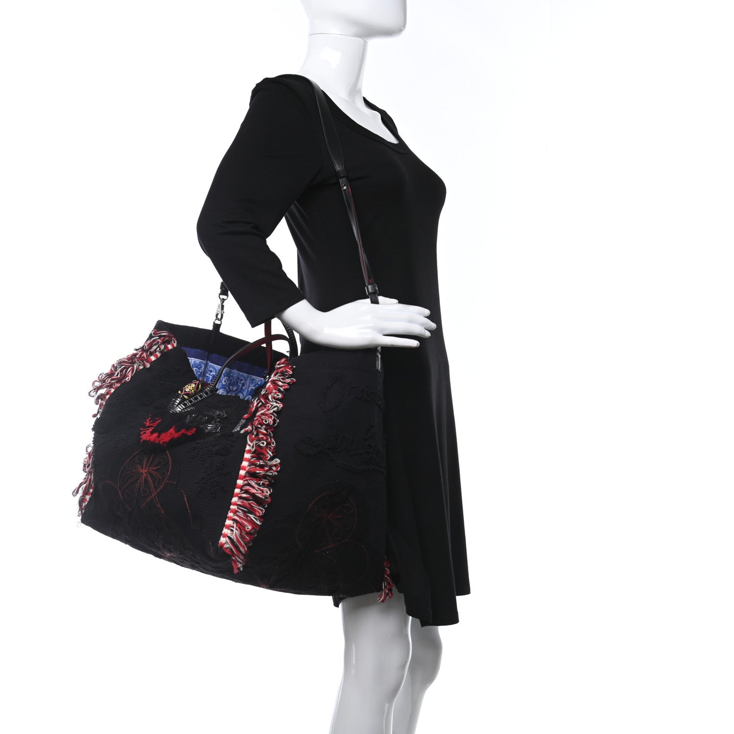 Christian Louboutin Cotton Embroidered Portugaba Black 2 of 10