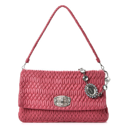Miu Miu Nappa Matelasse Crystal Flap Clutch Geranio 1 of 10
