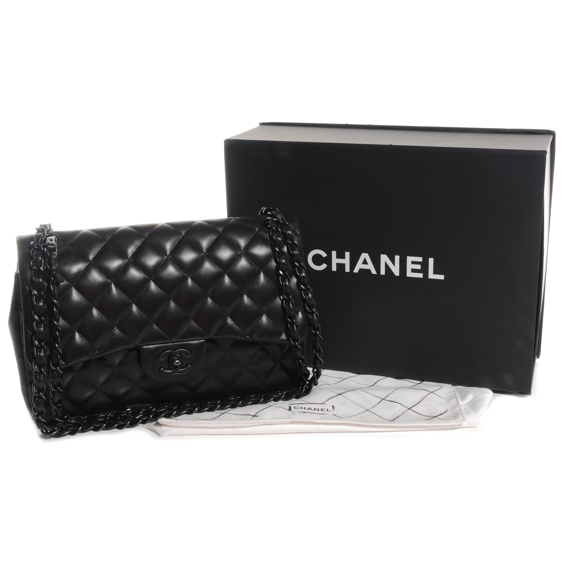 Chanel Lambskin Quilted Jumbo Double Flap So Black 5 of 10