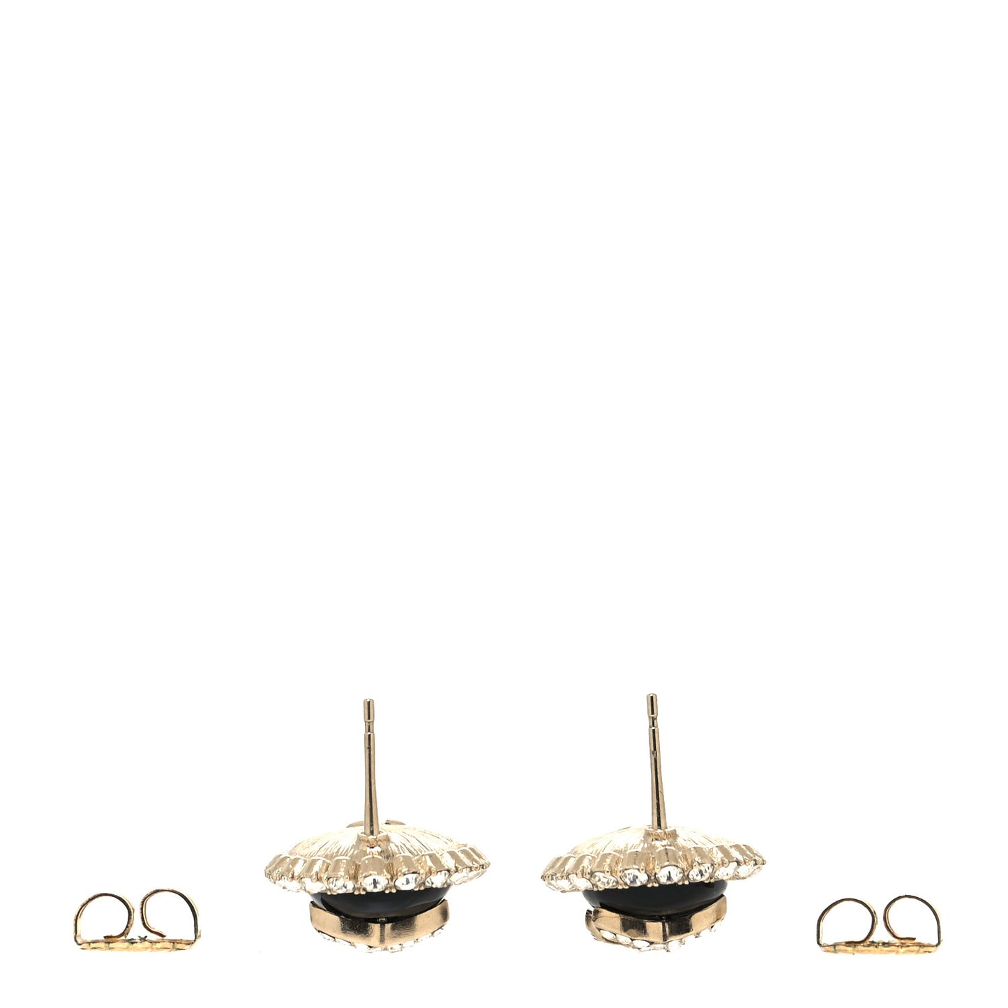 Enamel Crystal Oval CC Earrings Gold Black