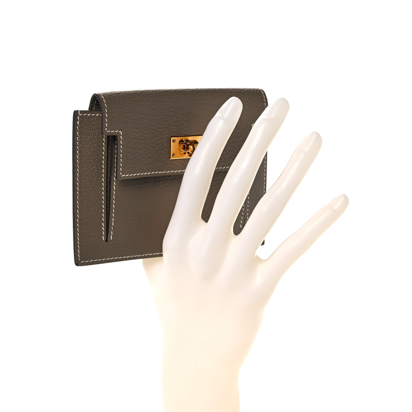 Chevre Chandra Kelly Pocket Compact Wallet Etoupe