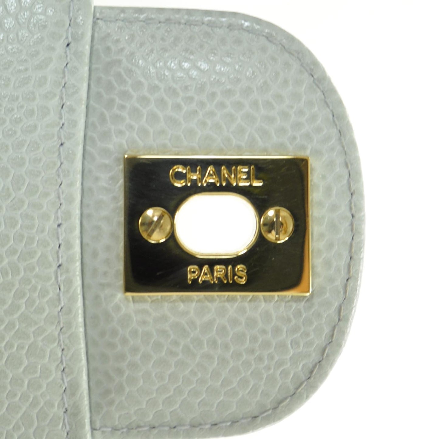 Caviar Medium Double Flap Light Blue