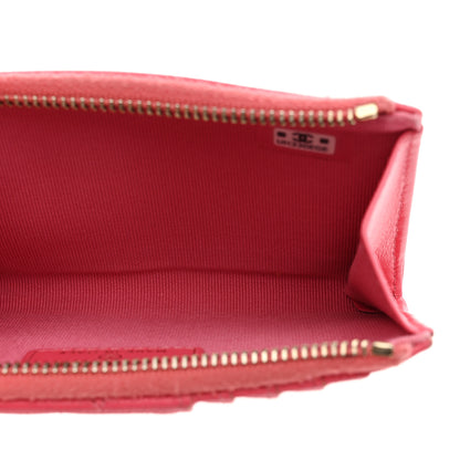 Chanel Caviar Quilted CC Zip Around Card Holder Pink 5 of 7