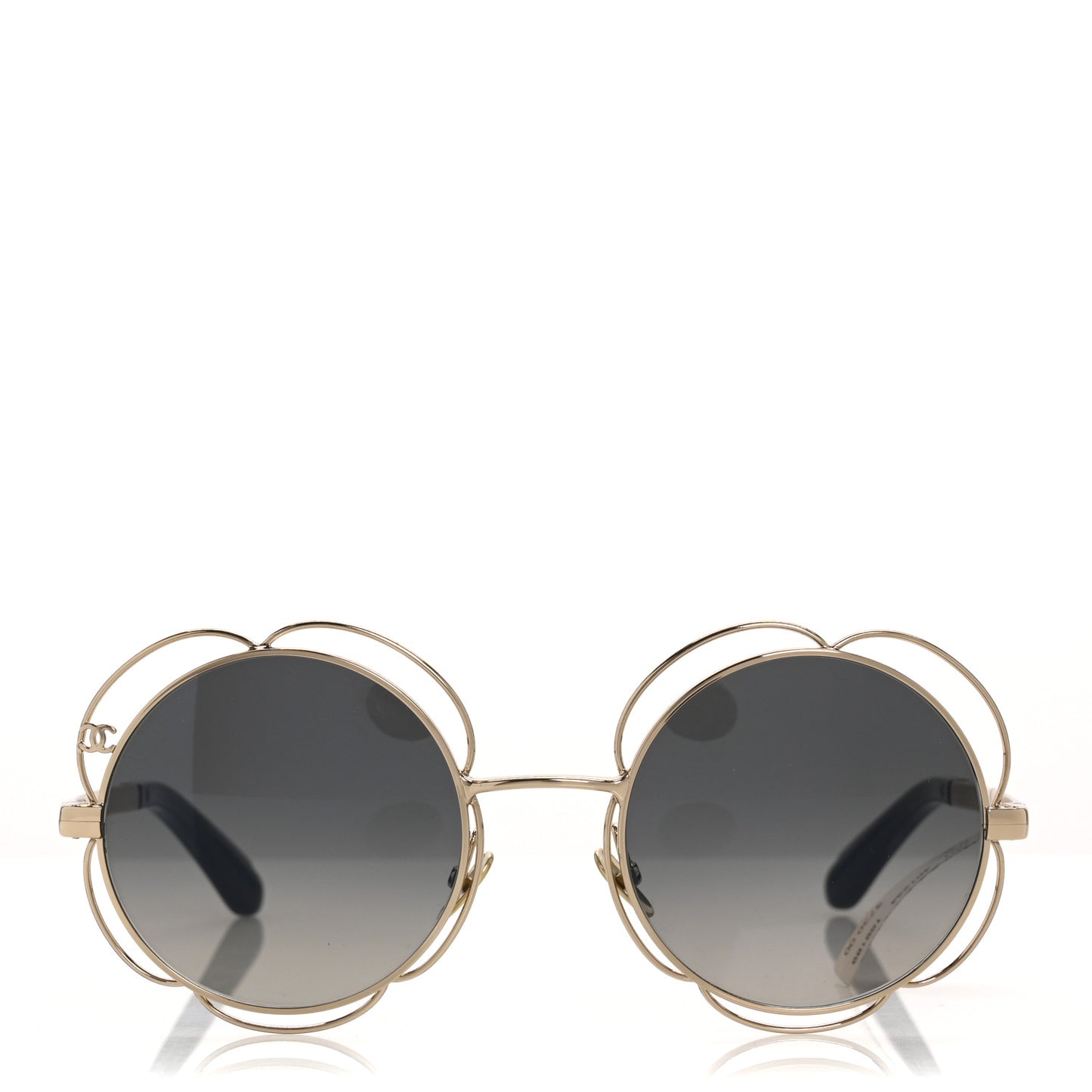 Metal Round Camellia Sunglasses 71573 Gold