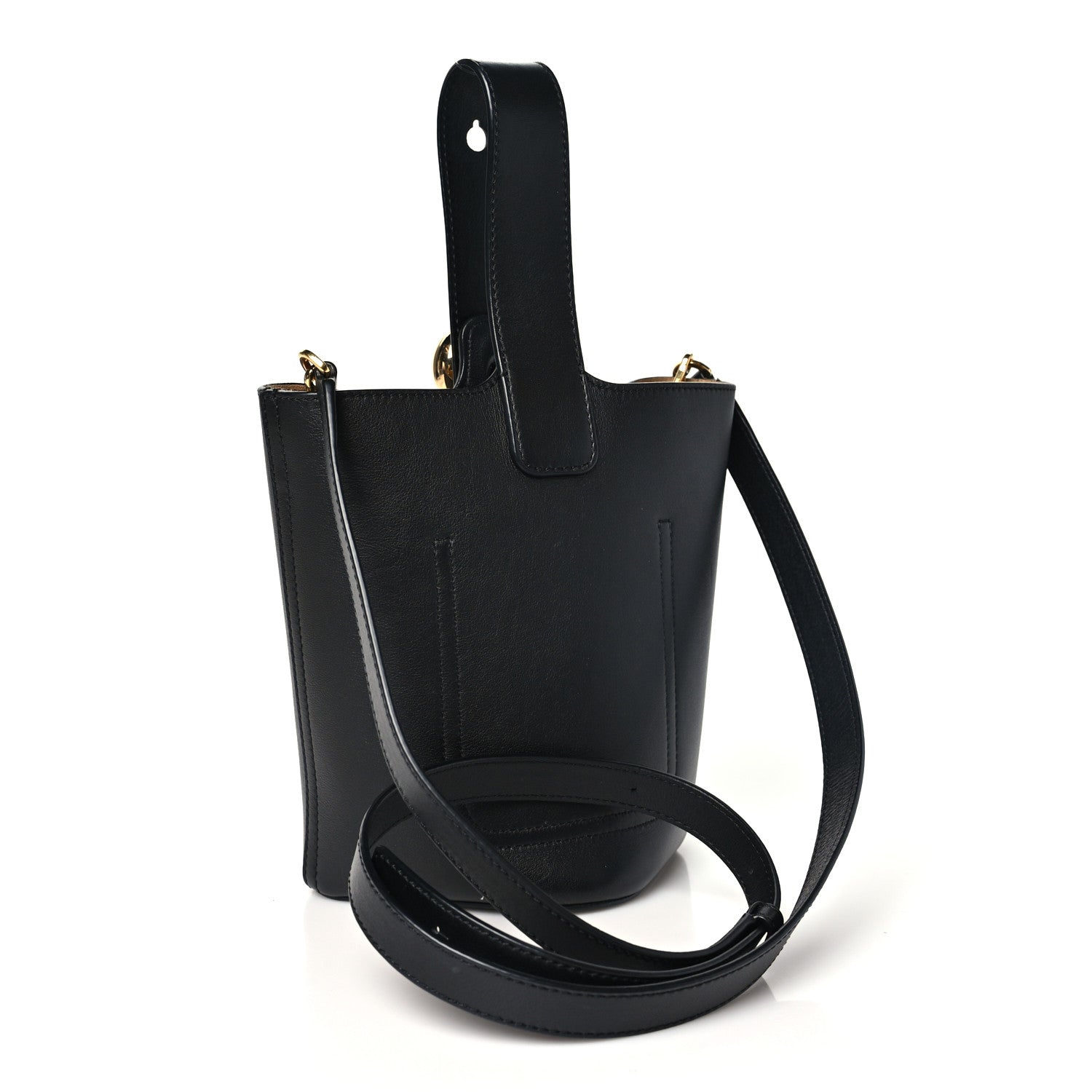 Loewe Smooth Calfskin Mini Pebble Bucket Bag Black 3 of 10